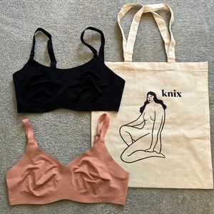 Two Knix bras and bag size 6